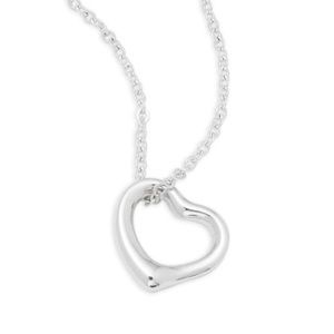 Tiffany sterling silver open heart pendant 16 inch